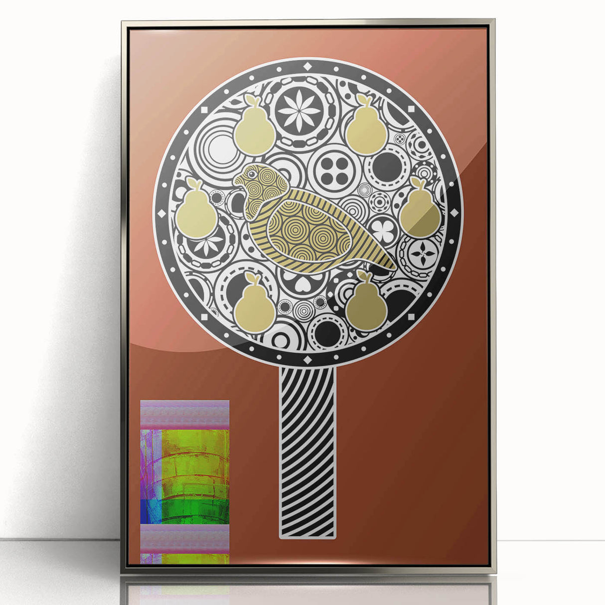Framed acrylic print showcasing a stunning silver abstract design, perfect for modern home decor, highlighting sleek lines and reflective surfaces.