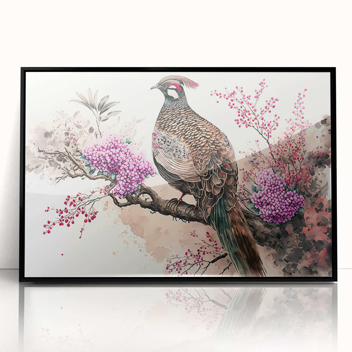 Framed acrylic artwork showcasing a modern abstract design in vibrant colors, presented from the front view, ideal for stylish home decor.