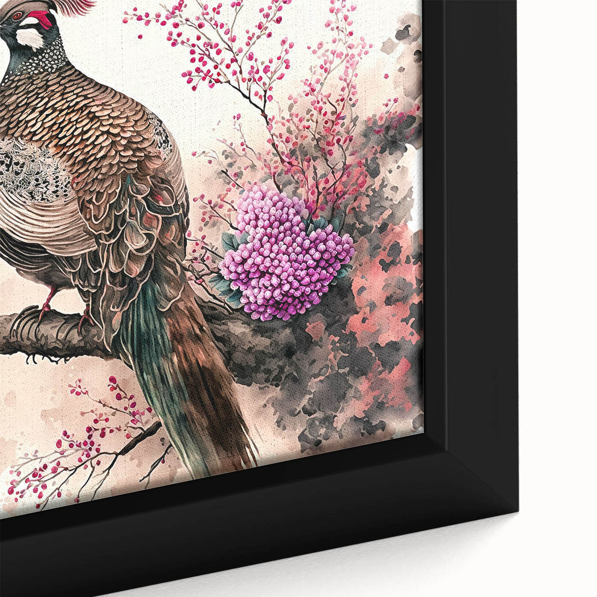 Close-up of a beautifully framed canvas print showcasing an intricate African tribal design, highlighting vibrant colors and textured details, perfect for home decor.