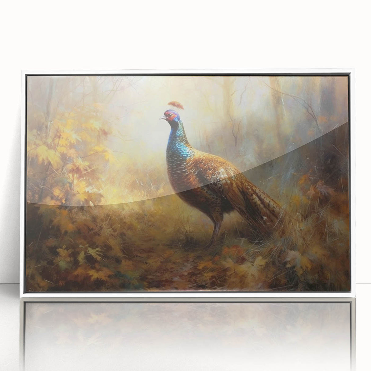 Framed acrylic artwork showcasing a serene landscape with soft pastel colors, elegantly displayed from the front. Ideal for home decor, adding a calming touch to any space.