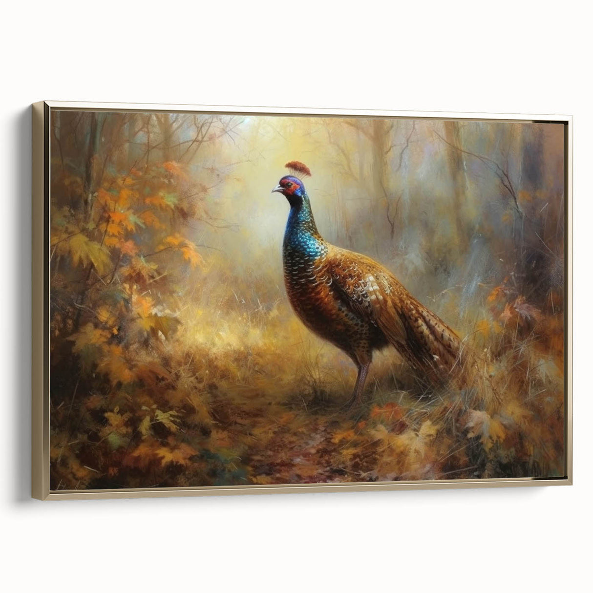 Framed canvas showcasing an elegant gold side view, highlighting intricate textures and rich colors, perfect for enhancing modern home decor and artistic displays.