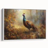 Framed canvas artwork depicting a serene landscape with vibrant colors and intricate details, showcasing a white frame from a side view, perfect for home decor.