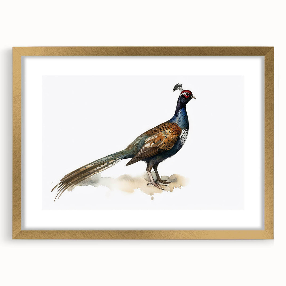 Elegant gold-framed artwork featuring a vibrant landscape scene, showcasing rich colors and intricate details, perfect for enhancing home decor or gallery displays.