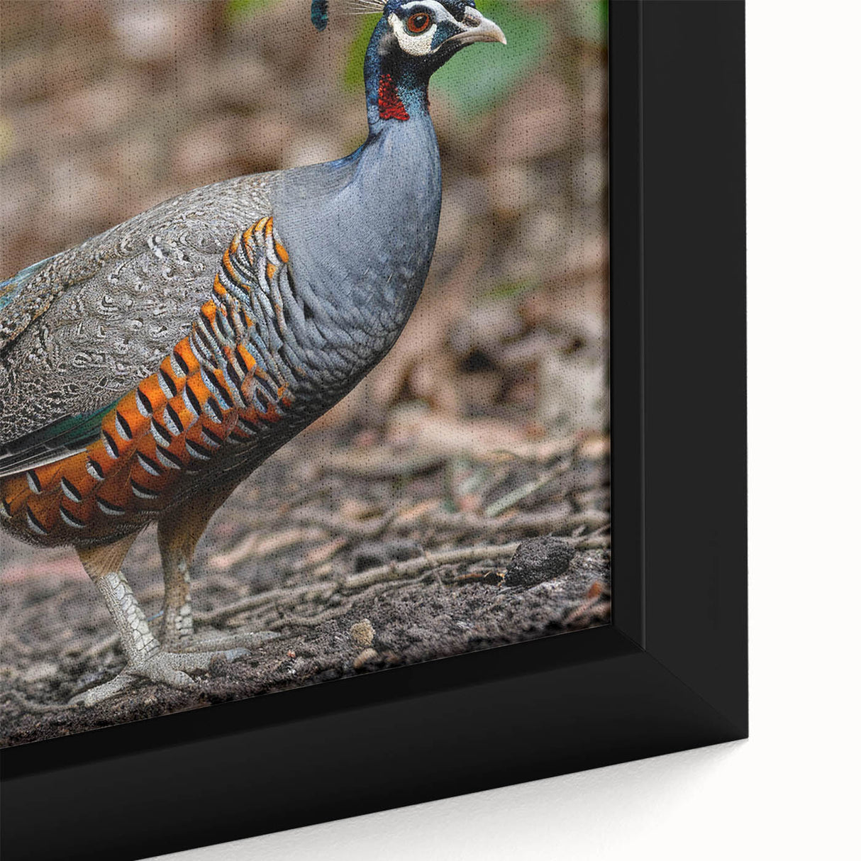 Framed canvas artwork showcasing a vibrant abstract design with bold colors and intricate patterns, perfect for modern home decor and artistic expression.