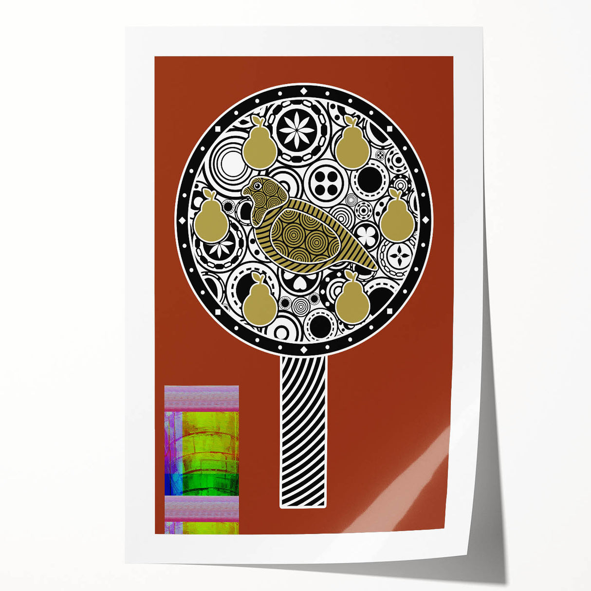 Rolled canvas print showcasing vibrant African tribal art with intricate patterns, securely packaged in a durable cardboard tube, ideal for home decor enthusiasts.