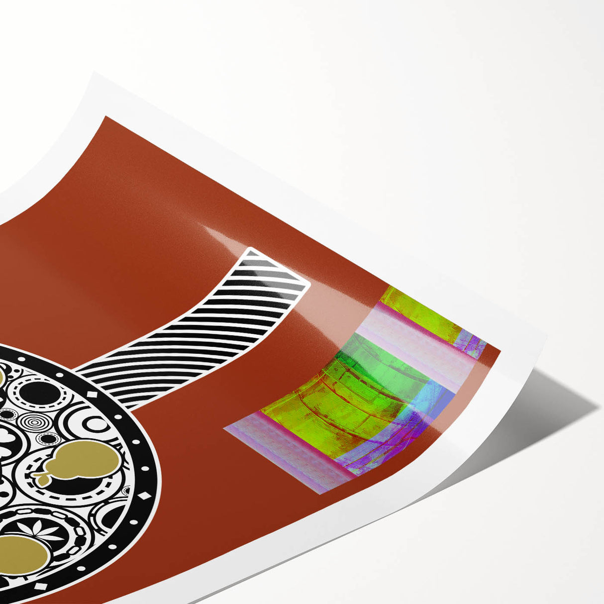 Rolled canvas print showcasing vibrant African tribal art with intricate patterns, neatly packaged in a protective cardboard tube for safe delivery and display.