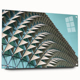 Large abstract wall art in vibrant hues on acrylic glass, ideal for modern bedroom or dining room decor.