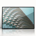 Large abstract wall art in muted gray and blue tones on a framed acrylic print, suitable for modern art wall decor.