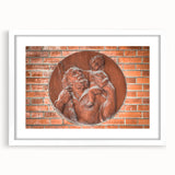 Abstract art print featuring swirling blue and white patterns on a framed canvas, suitable for dining room or bedroom decor.