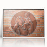 Art deco poster with geometric patterns in muted gold and white on acrylic, ideal for nursery wall art.