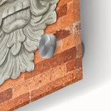 Large abstract wall art in muted earth tones on acrylic glass, suitable for dining room decor.