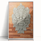 Art deco poster featuring geometric shapes in muted gold and teal, framed acrylic, ideal for nursery wall decor.