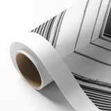 Art Deco style poster featuring geometric patterns in bold black and gold tones, printed on rolled canvas.