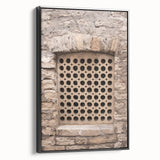 Framed canvas featuring a black and white vintage landscape painting, ideal for bedroom wall art.