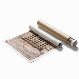 Extra large rolled canvas print featuring an array of muted pastel floral designs, ideal for bathroom or living room decor.