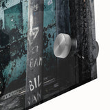 Large abstract wall art in muted tones on acrylic glass, suitable as mid-century modernist dining room art.