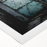 Art deco poster featuring geometric shapes in gold and black on a rolled canvas, suitable for dining room decor.