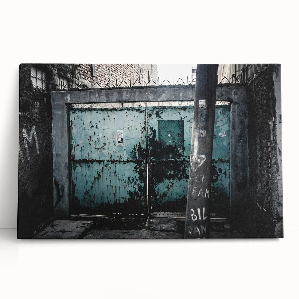 Large black and white abstract design on stretched canvas, ideal for kitchen wall art or bedroom ambiance.