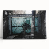 Large black and white abstract design on stretched canvas, ideal for kitchen wall art or bedroom ambiance.