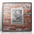 Large abstract wall art featuring swirling blue and gray tones on a framed acrylic print.