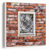 Framed vintage poster art featuring colorful abstract design on a large canvas, ideal for living room decor.