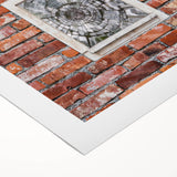 Art deco poster featuring geometric patterns and gold, black, and teal colors on rolled canvas.