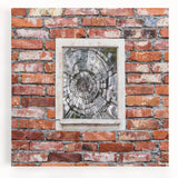 Large black and white abstract print on stretched canvas, depicting dynamic brush strokes, ideal for kitchen wall art.