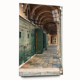 Large abstract wall art on acrylic glass, featuring swirling blue and white patterns.