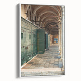 Vintage poster art on framed canvas featuring colorful abstract design, ideal for extra large living room wall decor.