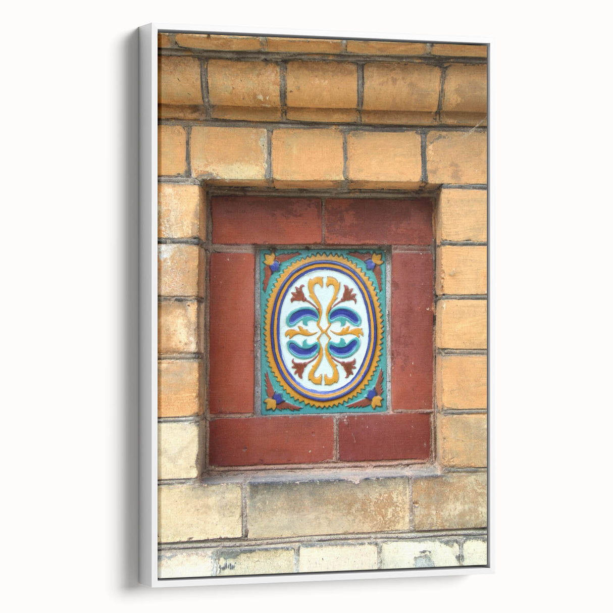 Framed vintage poster art featuring a colorful abstract design on a black background, ideal for living room decor.