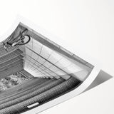 Extra large wall art featuring black line art flowers on a white background, printed on rolled canvas.