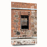 Large abstract wall art on acrylic glass featuring swirling blue and white patterns.