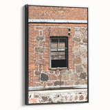 Framed canvas featuring a black and white vintage landscape painting, ideal for bedroom wall decor.