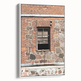 Framed vintage poster art of a colorful abstract design on a large canvas, suitable for living room decor.