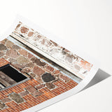 Extra large wall art featuring an abstract floral design in muted blues and greens on rolled canvas.