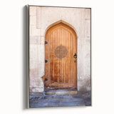 Framed canvas depicting a colorful landscape art painting with vintage poster influences.