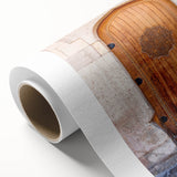 Art deco poster featuring geometric patterns in muted gold and navy, rolled canvas, suitable as nursery wall art.