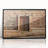 Large abstract wall art on acrylic, featuring swirling blue and grey tones, in a mid-century modernist style.