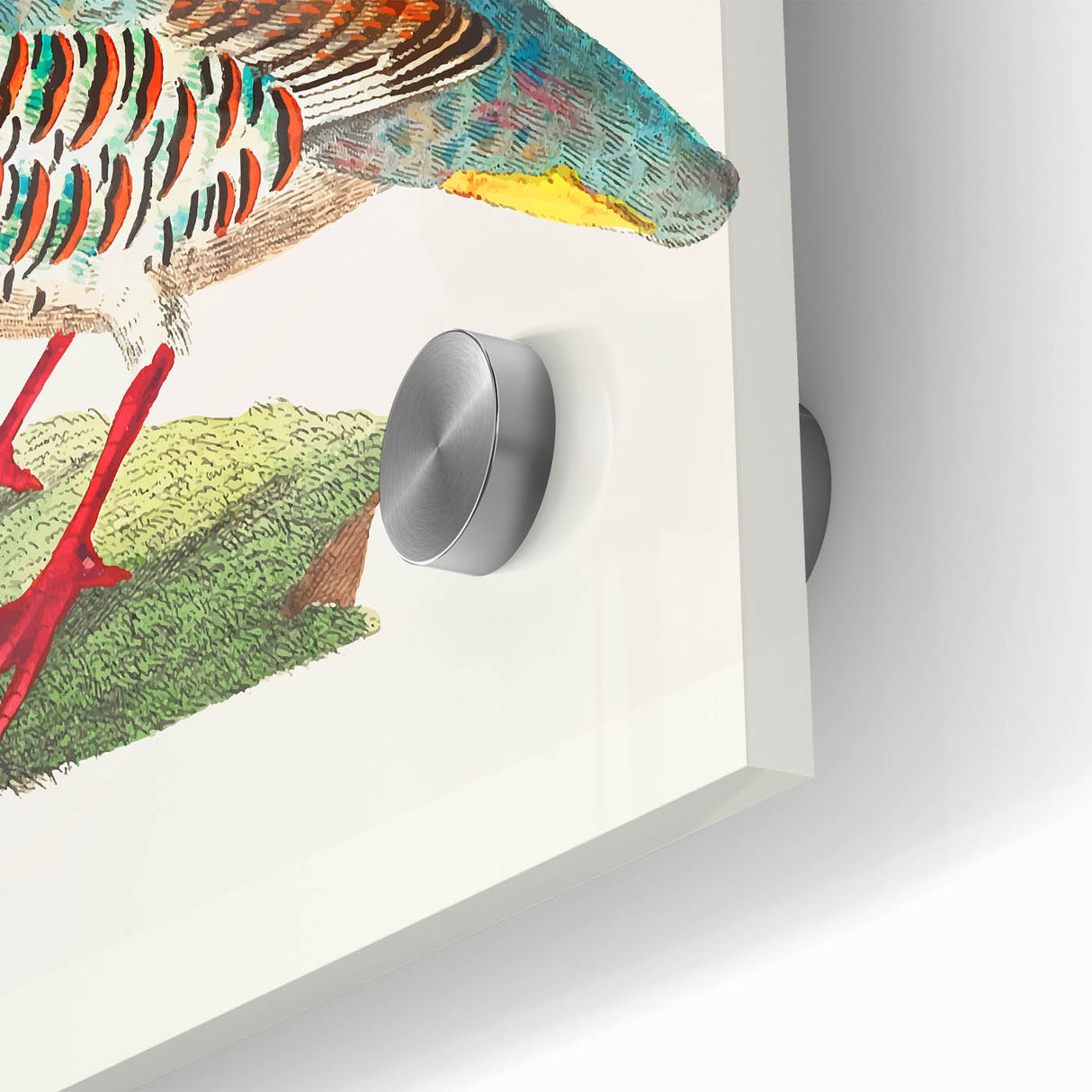 Close-up view of an acrylic glass sheet showcasing a smooth, reflective surface with vibrant color hues, ideal for modern decor and artistic displays.