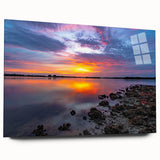 Large abstract wall art on acrylic, featuring swirling blue and white patterns, ideal for bedroom or dining room decor.