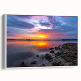 Extra large framed canvas of vintage poster art featuring colorful abstract designs on a black background.