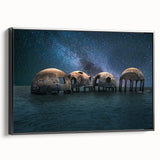 Black and white landscape art painting on framed canvas, featuring a serene nature scene, perfect for bedroom decor.