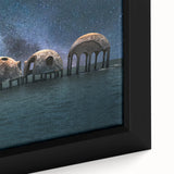 Framed canvas featuring textured black wall art with colorful abstract accents, ideal for living room decor.