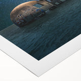 Art deco poster featuring geometric patterns in gold and black on rolled canvas, suitable for dining room wall art.