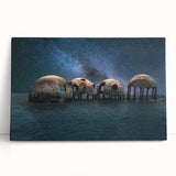 Large black and white abstract print on stretched canvas, ideal for kitchen wall art or bedroom ambiance.