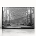 Large abstract wall art in muted gray and blue tones, framed acrylic, ideal for modern living room decor.