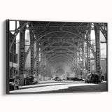 Black and white framed canvas depicting a vintage landscape scene, suitable for bedroom wall art.