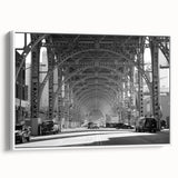 Framed canvas depicting a black and white vintage landscape painting, ideal for bedroom wall art.