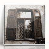 Art deco poster featuring geometric patterns in monochrome, framed acrylic, ideal for nursery wall art.