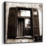 Framed canvas featuring a black and white vintage landscape painting, ideal for bedroom wall art.